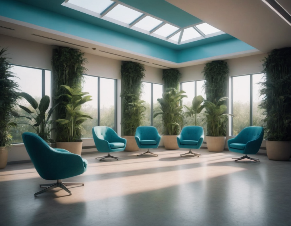 Diseño biofílico en hospitales: Un oasis de bienestar para pacientes y personal 1 sala de espera con diseño biofílico en hospitales artedi