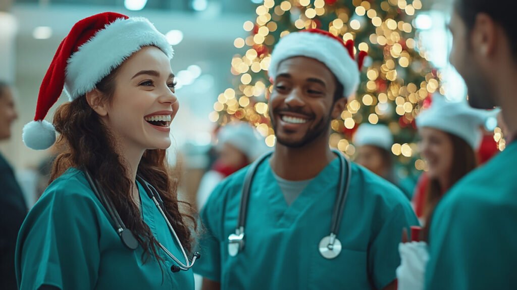 La Arquitectura Hospitalaria en Época Navideña: Diseñando Espacios que Fomenten el Bienestar y la Esperanza 2 personal medico en navidad